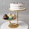 thumbnail image 2 of Soporte para tartas dorado de 10/8 pulgadas, soporte redondo para cupcakes de 2 niveles para fiestas, bodas, fiestas familiares, bandejas para postres, cumpleaños, platos para tartas, 2 of 6