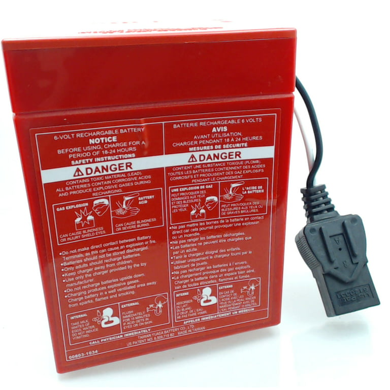 Power Wheels Super 6 Volt Red Battery, 00801-0712, Two Pack (2