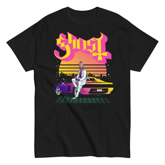 Ghost - Sunset Car Unisex T-Shirt - Black - Small