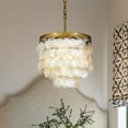 thumbnail image 6 of ALOADECOR 3-Lights Tiered Brass Chandelier with Seashell Coastal Lighting Ceiling, 6 of 9