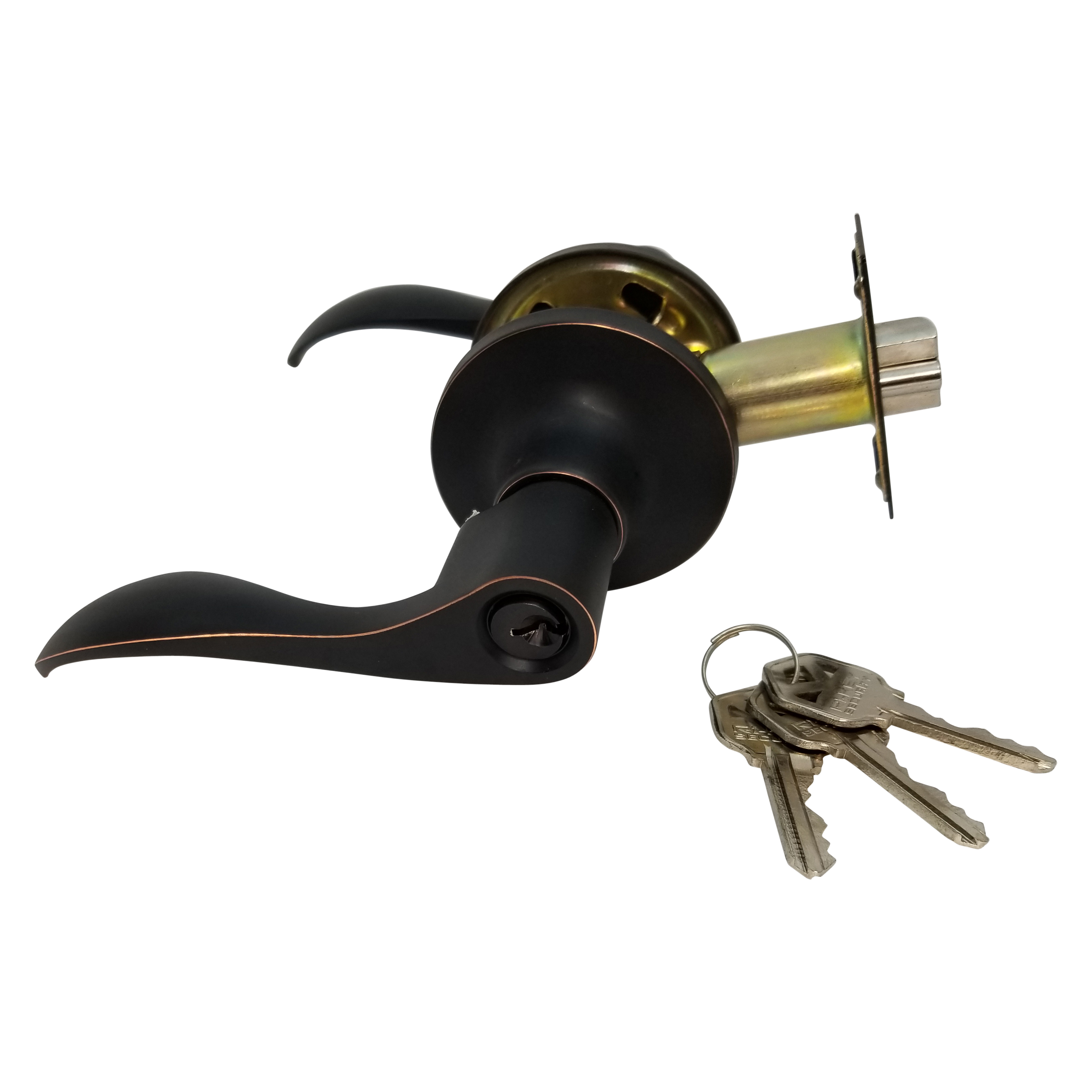 RI-KEY SECURITY Lever Door Lock Entry Keyed Cylinder Wave Handle Keys  Oil-Rub Bronze Finish KW RH