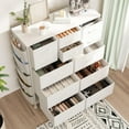 thumbnail image 2 of ENYOPRO 12 Drawers Fabric Dresser with Side Pockets and Hooks, Clothes Cabinet Storage Organizers, Fabric Dresser of Drawers with Steel Frame and Wooden Top for Bedroom, Living Room, Hallway, White, 2 of 12