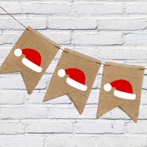 FOMIYES 1Pc Christmas Party Bunting Burlap Banner Multi Color Wall Hanging