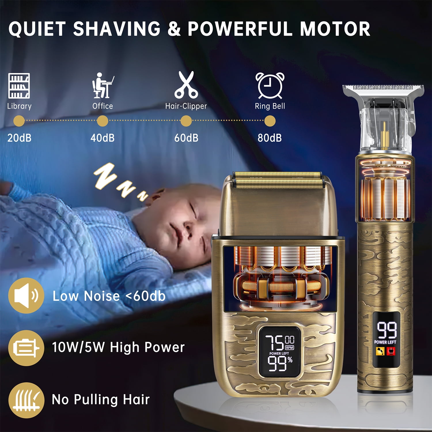Hair Clipper for Men, Hair Beard Trimmer Shaving Kit, Barber Liners Clippers, Electric Razor Shaver Grooming Kit with LCD Display 4 Guards for Father Husband Friends Birthday Christmas Gifts