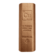 10 Pound Copper Element Bar .9999 Fine (Rounded Edges)