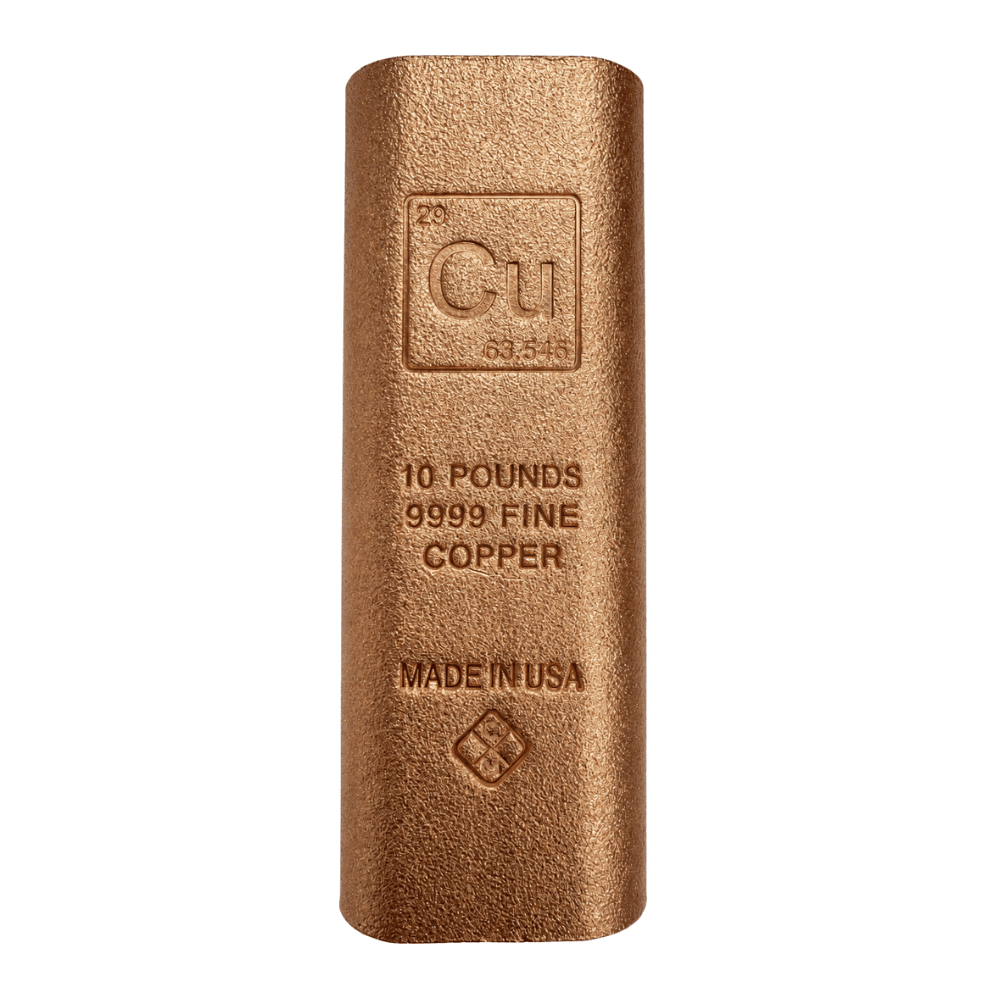 10 Pound Copper Element Bar .9999 Fine (Rounded Edges)