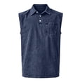 thumbnail image 5 of Evdexr Men's Shirts Distressed Henley Tank Tops Summer 2026 Sleeveless Classic Lightweight Beach Tee Shirt Washed Solid Color Polo Shirts with Pocket Navy 2XL, 5 of 5