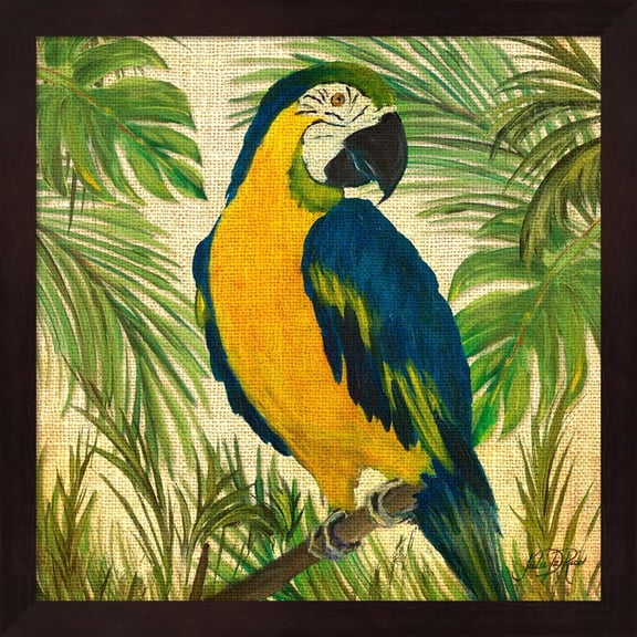 Metaverse Julie DeRice 'Island Birds Square on Burlap II' Framed Art