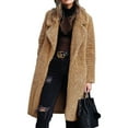 thumbnail image 1 of Innerwin Manteau en Polaire Duveteuse pour Femmes, Mi-Longueur, Col à Revers, Veste Ample, Camel Foncé m, 1 of 3