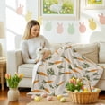 thumbnail image 4 of Throw Blanket Fleece Throw Blanket 50x80in, Happy Easter Seamless Carrot Soft Lightweight Bed Blankets Watercolor Leaves on Linen Fuzzy Couch Blankets for All Season, 4 of 9