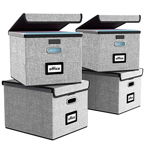 New Portable File Organizer Boxes Set of 4, Collapsible Linen Hanging