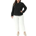 thumbnail image 2 of Agnes Orinda Women's Plus Size Shirts Peter Pan Long Sleeves Chiffon Button Down Shirt Blouses 1X Black, 2 of 5