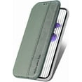 thumbnail image 6 of Clear Case for Nothing Phone 1 with Card Holder, Fiber Pattern PU Leather Wallet Flip Shockproof Phone case Cover for Nothing Phone 1 QW Green, 6 of 18
