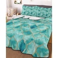 thumbnail image 3 of Quilts Twin Size, Teal Geometric Soft Comforter Bedding Set for Bed, Modern Morocco Abstract Art Lightweight Quilted Bedspread with Pillow Cover(2 Pieces) for All Season, 68x86 Inch, 3 of 6