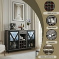 thumbnail image 5 of Zcargel Wine Cabinet with Motion Sensor LED Lights Metal Frame Liquor Storage Cabinet with Drawer & Wine Glass Racks Vintage Bar Cabinet for Kitchen/Dining Room/Bar Dark Grey, 5 of 10