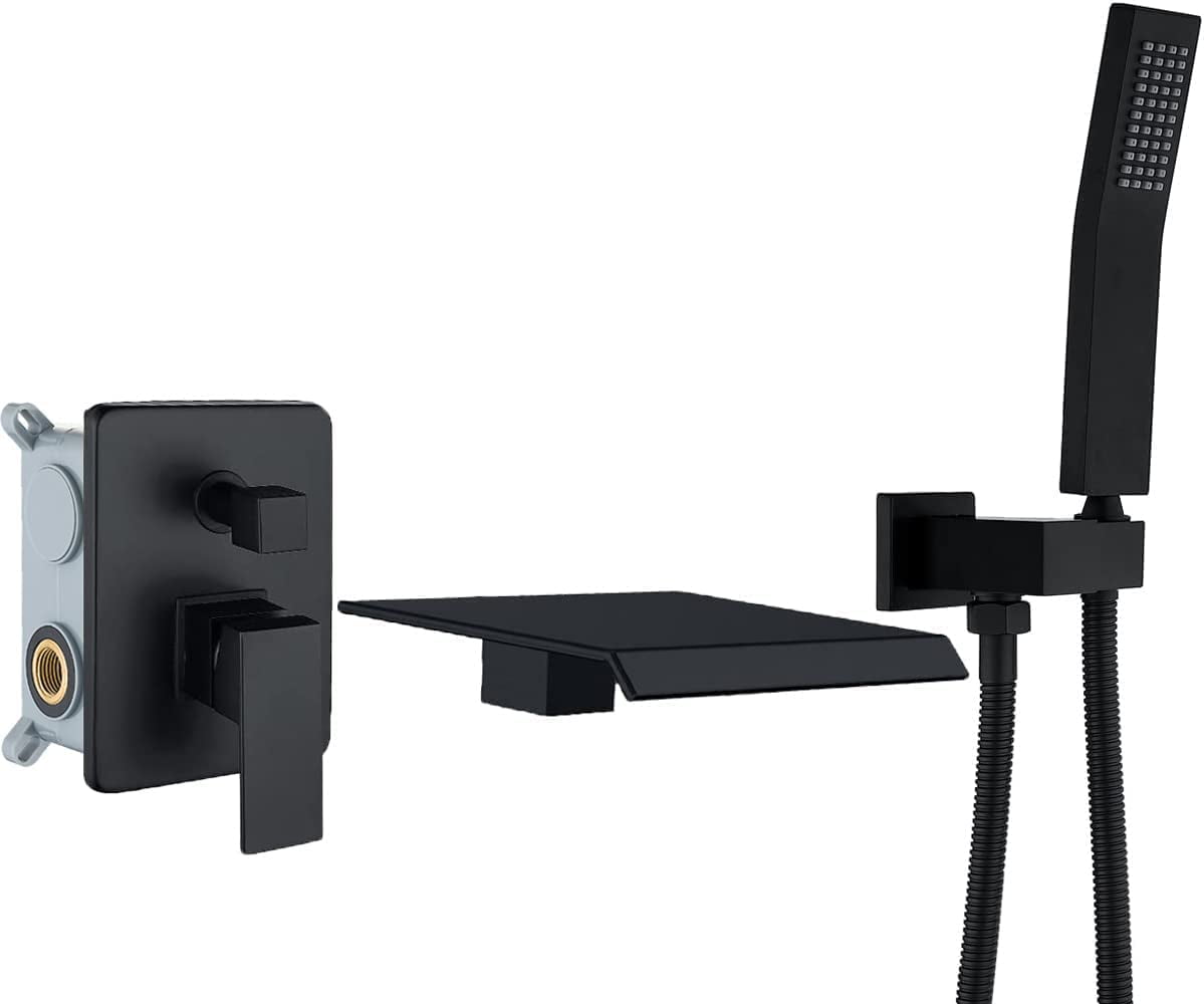 Bathtub Shower Faucet Matte Black All Metal Wall Mounted Shower Faucet