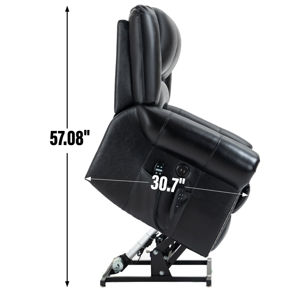 Power Lift Recliner Chair with Heat Massage, Genuine Leather, 350LBS Capacity, Dual Motor, Infinite Position & USB