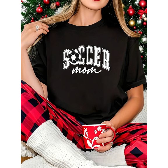 Women's Casual Graphic Soccer Mom T-Shirt