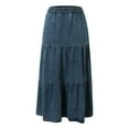 thumbnail image 4 of JLFKNG Womens Skirts Oversized Vintage Split Hem Denim Skirt For Women High Waist Ankle Length A Line Wrapped Skirt Womens Dailywear, 4 of 7
