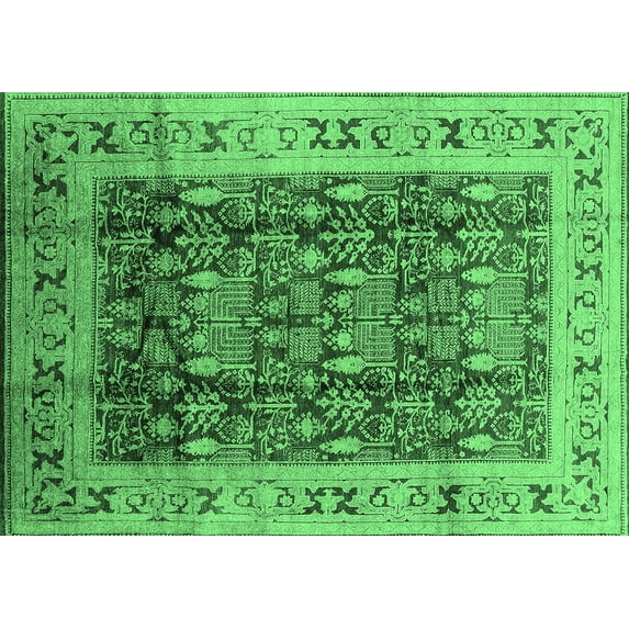 Ahgly Company Indoor Rectangle Oriental Emerald Green Traditional Area Rugs, 7' x 9'