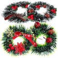 thumbnail image 3 of 4 Pcs Christmas Decor Christmas Wreaths Front Door Mini Candle Wreaths Christmas Wreath Flocked Xmas Candle Rings, 3 of 3