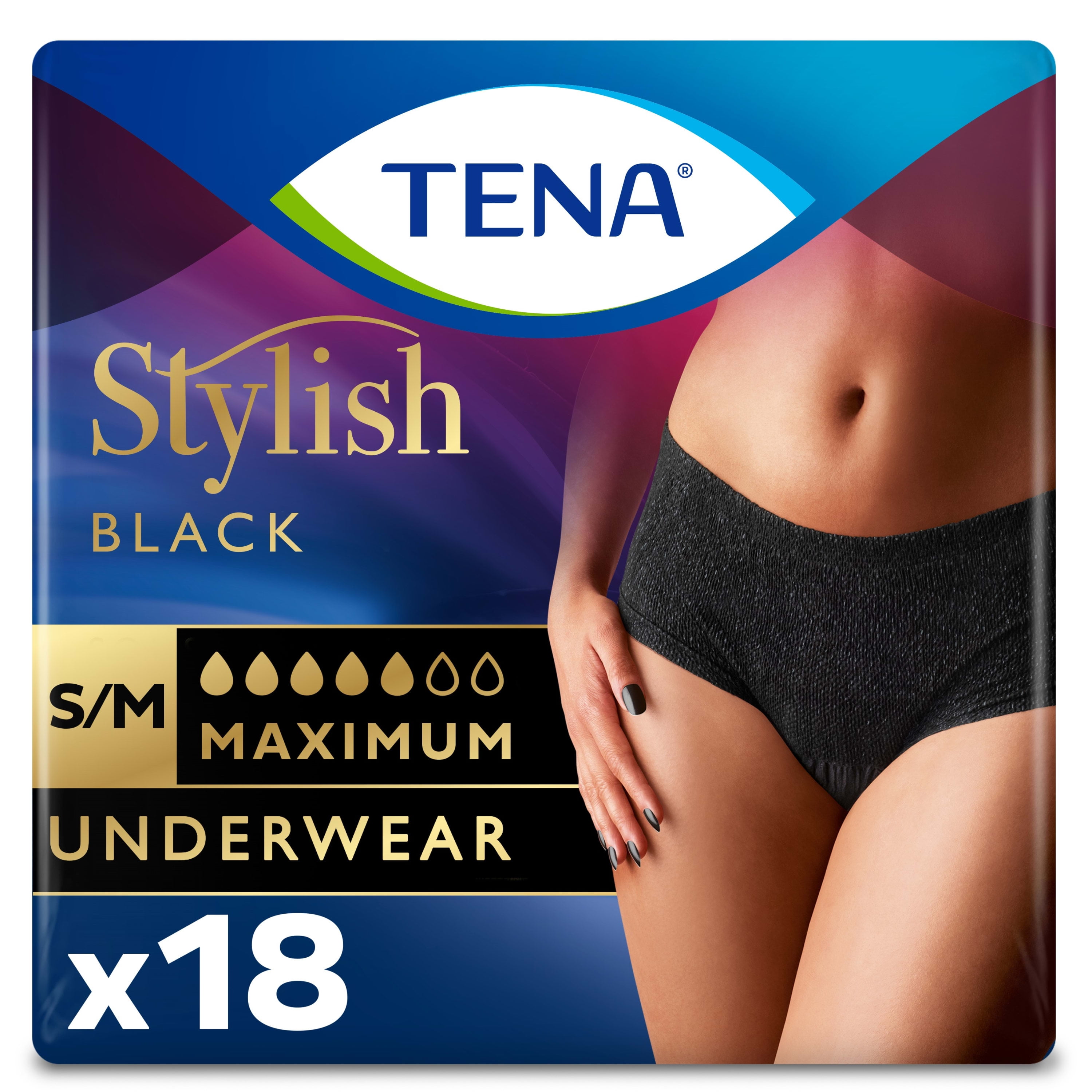 TENA Silhouette Plus Black Incontinence Pants Size Large 8 pack