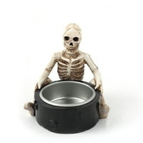 Nmdmisc Halloween Candle Holder Spooky Witch with Broom Tealight Candle Holder Scary Halloween Decorations,Skeleton Skull Candle Holder for Bedroom Living Room Mantel Shelf Tabletop Decor