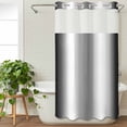 thumbnail image 3 of Ombre Black White No Hook Shower Curtain Waterproof, Bathroom Curtains with Snap in Liners and See Through Top Window, Simple Abstract Striped Farmhouse Hotel Style Bathtub Curtains Shower 36"Wx72"L, 3 of 8