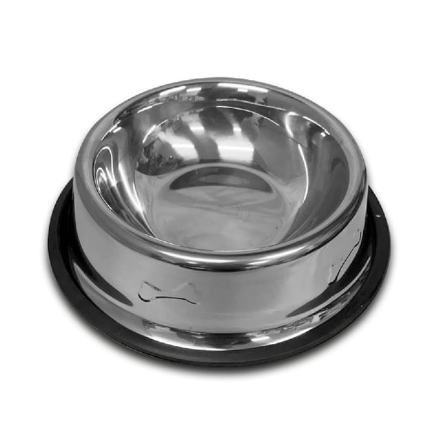 Perrísimo Plato De Acero Inoxidable Anti derrapante 24 Oz Color Acero Con Negro