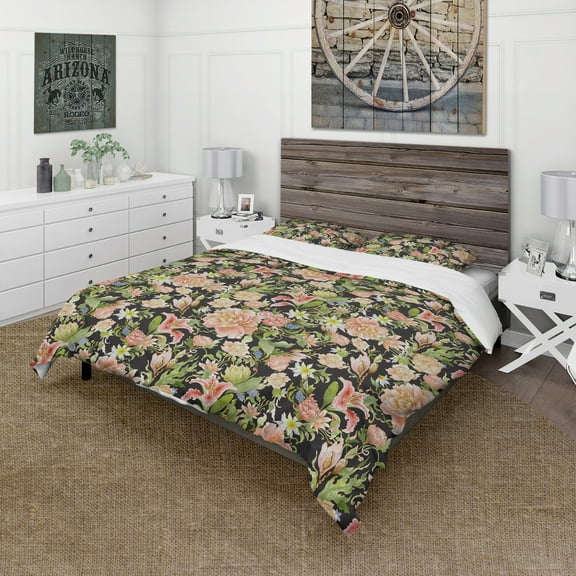 Designart 'Pink Watercolored Blossoming Flowers' Floral Duvet Cover Set
