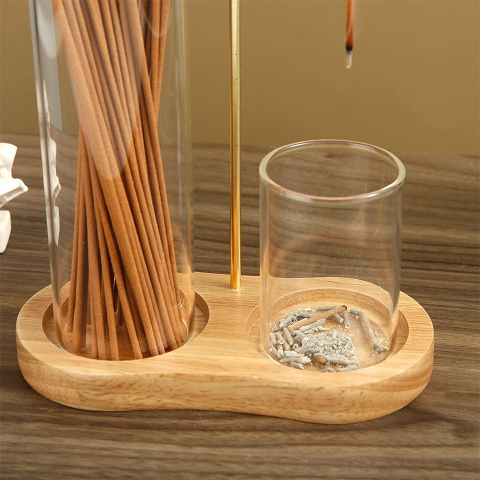 2 in 1 Floating Incense Holder with Storage Glass Tubes and Metal Butterfly Clip