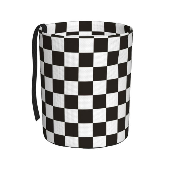 Fuzoiu Black and White Checkerboard Print Car Trash Can,Leakproof Car Trash Can,Hanging Garbage Bin,Vehicle Trash Can, Suitable for Sedans, SUVs, MPVs & Trucks