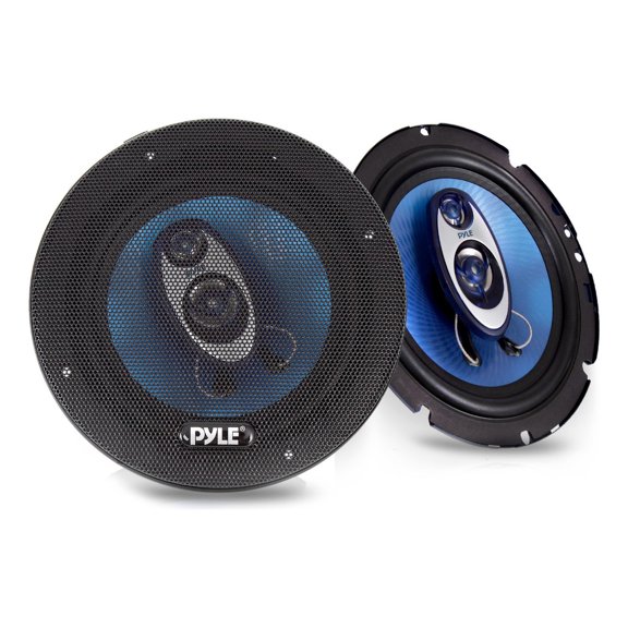 Par de Bocinas para Coche Pyle 6.5", 360W, 3 Vías, Impedancia de 4 Ohmios y Tweeter Piezo de 3/4" para Estéreo de Automóvil, Altavoz Triaxial Redondo de Audio Profesional de Rango Completo