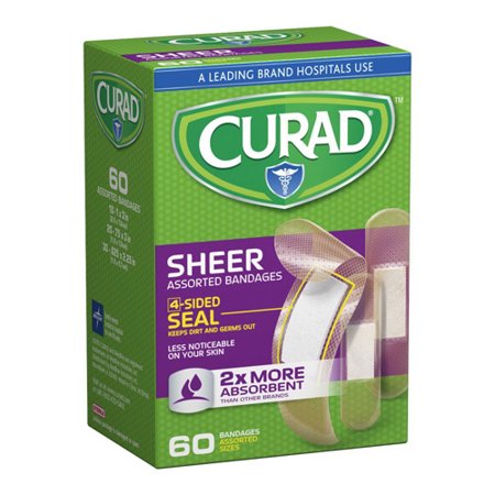 Curad Sheer Assorted Size Bandages Keeps Dirt And Germs Out Latex Free 60 Ea 3 Pack Walmart Com