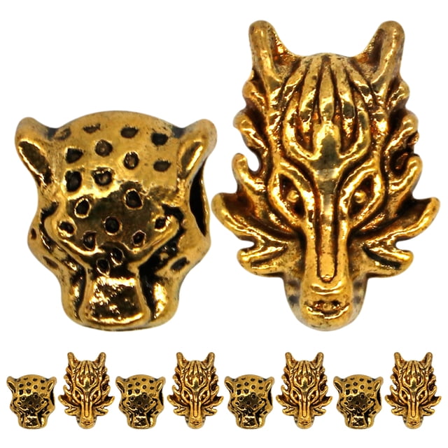 10 Pcs Perles pour Cheveux d'Animaux, Barbe, Breloques pour Cheveux, Accessoires Rétro pour Dreadlocks et Tresses