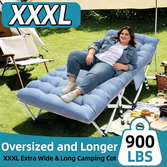 GETOVIN Extral Wide Heavy Duty XXXL Camping Cot with Mattress, 79" x 32" Folding Bed with Carry Bag for Camping, Hiking, Travel, Guest,Supports 900 lb