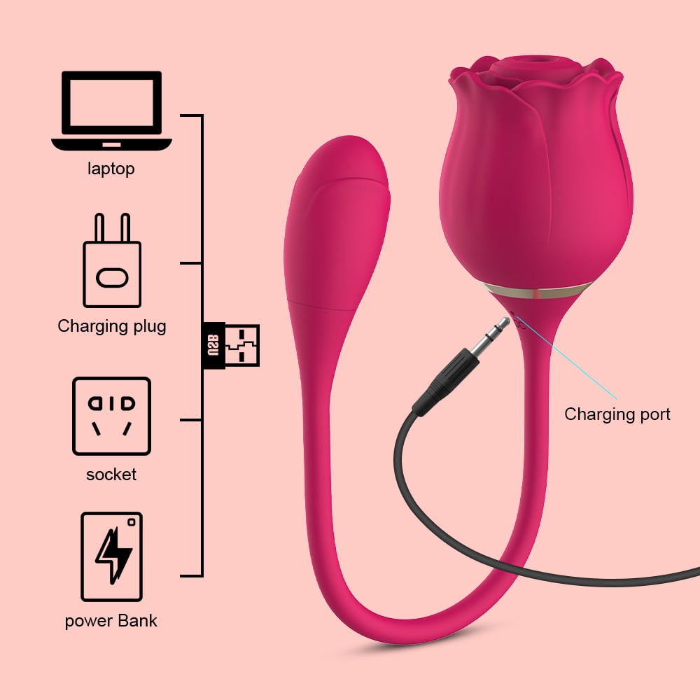 Rose Toys for Women, 2 in 1 Rose Sucking Vibrators and G Spot Clitoral Stimulator for Women