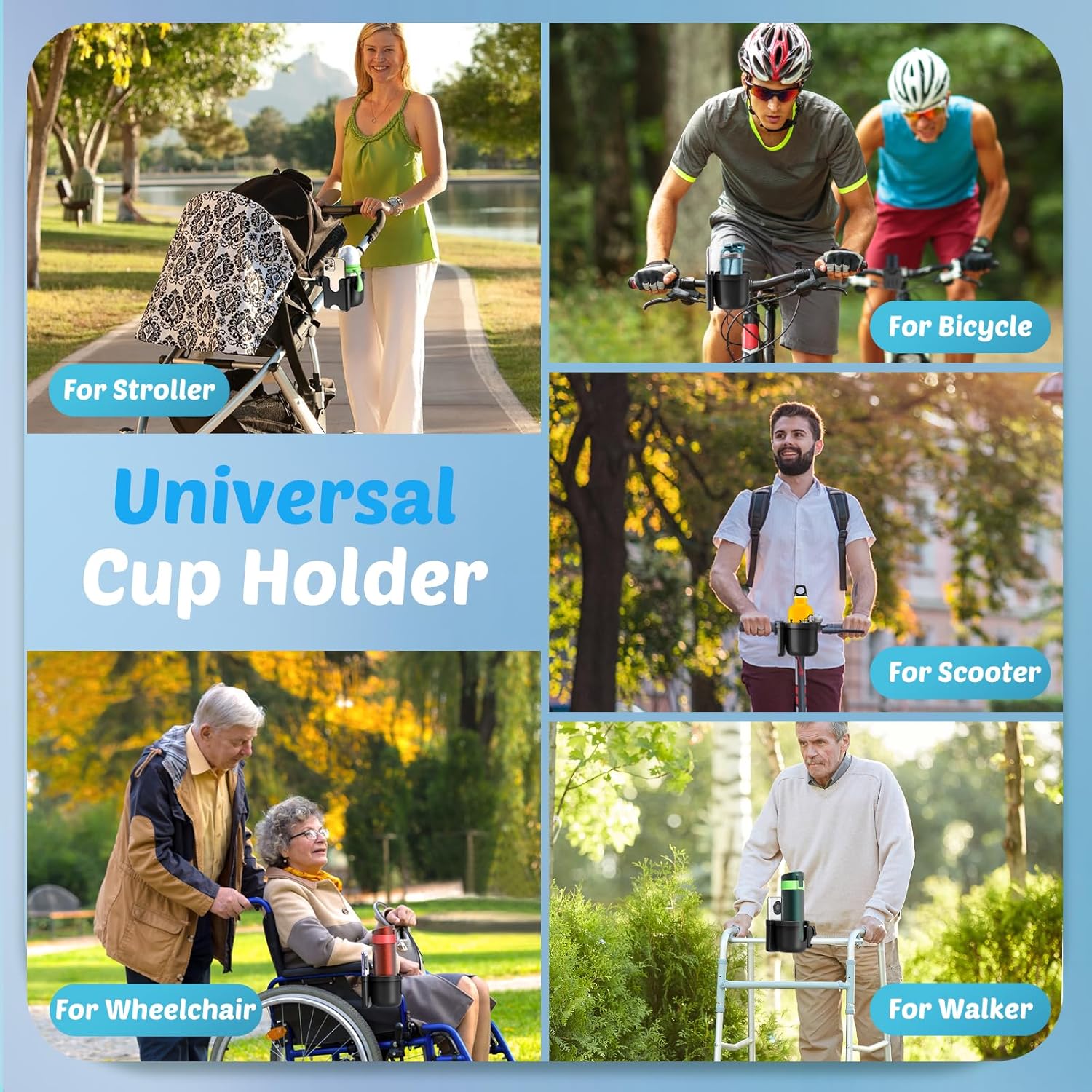 Cup Holder for Walker: Stroller Cup Holder Attachment with Phone Holder, Wheelchair/Stroller Accessories for Rollator, Bike, Scooter, Baby Essentials, First Gifts for New Mom