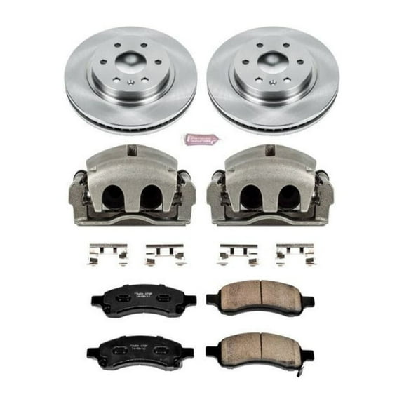 PowerStop Front Stock Replacement Brake Pad and Rotor Kit with Calipers Fits: BUICK CHEVROLET GMC SATURN Select Models KCOE4657