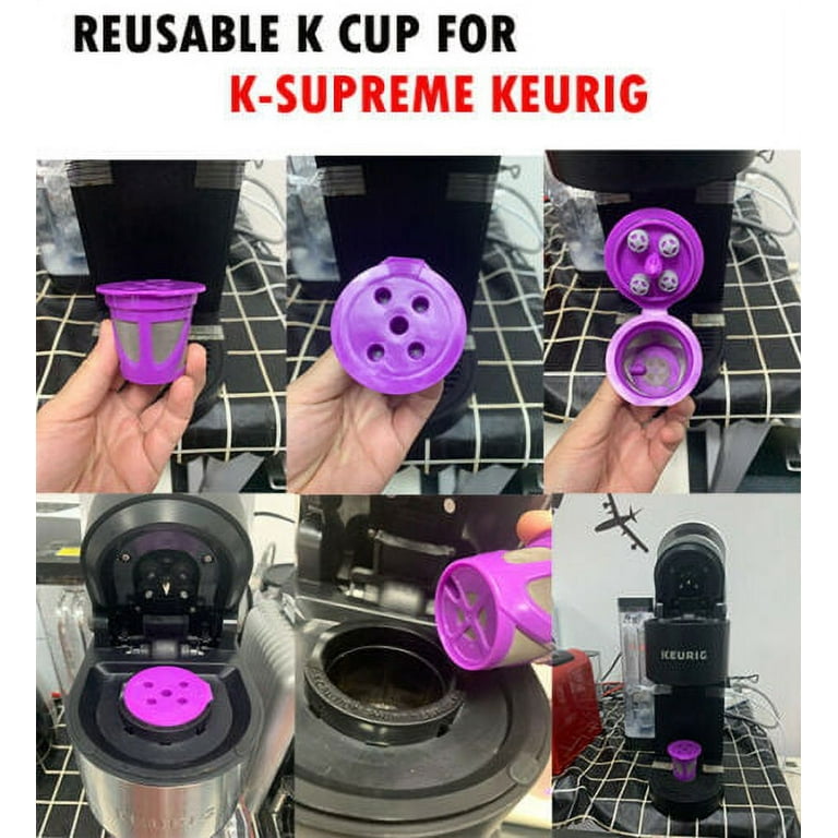 4 Reusable K Cups for Keurig K Supreme, K Supreme Plus and K Slim with  Multistream Technology - 4 Black Refillable Kcups Coffee Filters for Keurig