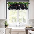 thumbnail image 3 of Christmas Kitchen Curtain Valance and Tiers Set Xmas Baubles Coniferous 3 Pc Window Treatment Pine Tree Twig Black 3 Pieces Rod Pocket Valance Set for Small Windows Bedroom 54 in x 24 in, 3 of 6