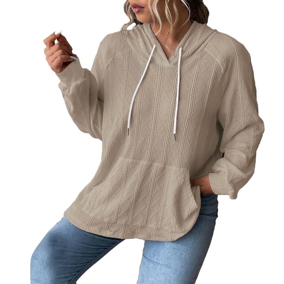 Vedolay Women Long Sleeve Sweatshir Fashion Plus Size Pullover Sweater Sweater Clothes for Women Khaki,XL