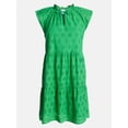 thumbnail image 6 of Time and Tru Women's Tiered Cotton Eyelet Mini Dress with Flutter Sleeves, Sizes XS-XXXL, 6 of 6