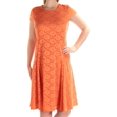 thumbnail image 2 of ALFANI $99 Womens New 1685 Orange Lace Short Sleeve Fit + Flare Dress 8 B+B, 2 of 3
