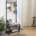thumbnail image 4 of Alden Design 73" Metal Hall Tree with Shoe Storage Bench, Rustic Gray, 4 of 12