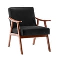thumbnail image 7 of Hassch Accent Armchair, PU Leather Upholstered Lounge Chair with Curved Armrests and Solid Wood Frame for Living Space & Home Office (Black), 7 of 7