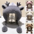 thumbnail image 4 of Opvise Cute Furry Trim Antler Ears Decor Winter Hat Thickened Plush Warm Ear Protection Woolen Hat Fashion Accessories Milky White, 4 of 7