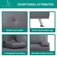 thumbnail image 2 of Futon Sofa with Armrest and Cupholders by Naomi Home-Color:Dark Gray,Fabric:Linen, 2 of 5