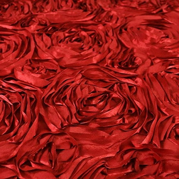 Cherry Red Satin Rosette Fabric by The Yard - 1 Yard