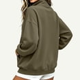 thumbnail image 4 of Yyeselk Women's Half Zip Sweatshirt Lightweight Stand Collar Sweatshirts for Women Long Sleeve Loose Fit Fall Clothes Army Green XL, 4 of 7